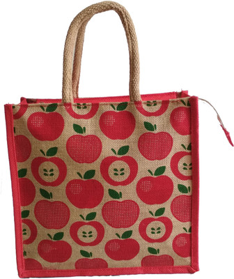 

HideCrusH Light print jute bag Waterproof Multipurpose Bag(Red, 4 L)