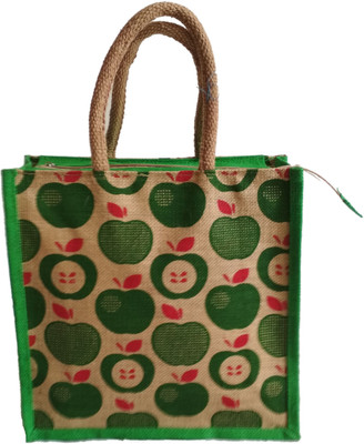 

HideCrusH Light print jute bag Waterproof Multipurpose Bag(Light Green, 4 L)