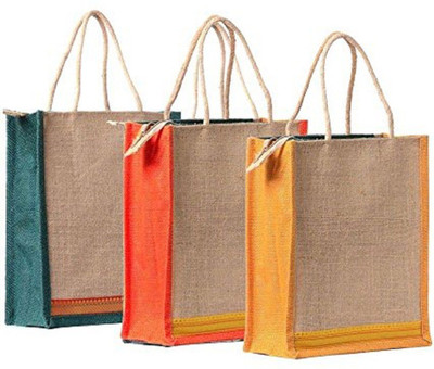 

Zoroo Plain 3 Jute Bag Combo Waterproof Multipurpose Bag(Multicolor, 5 L)