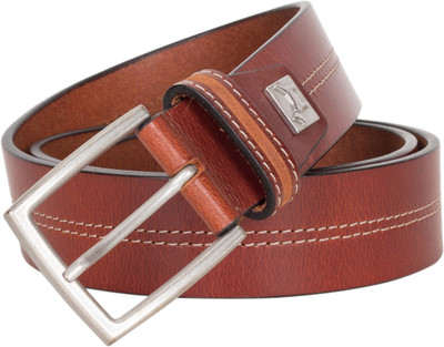 

Pelpe Men Casual Red Genuine Leather Belt, Cognac
