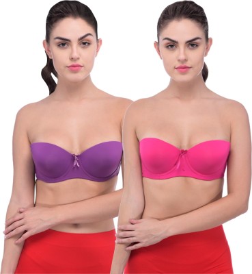 Piftif Women Push-up Lightly Padded Bra(Purple, Pink)