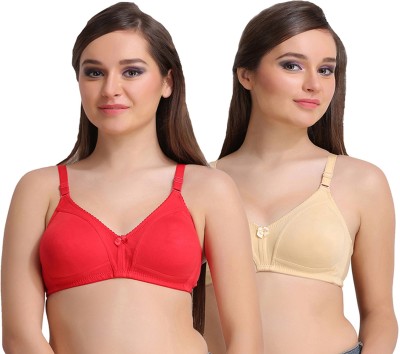 LEADING LADY Fashion Women T-Shirt Non Padded Bra(Red, Beige)