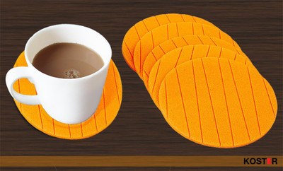 

Koster Round Vinyl Record Coaster Set(Pack of 6), Orange