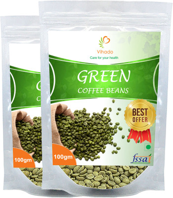 

Vihado Organic Arabica Premium Green Coffee Beans/ 100% Pure & Natural / 1 Pack of 100g Best In Weight Loss No Side Effects Instant Coffee 100 g(Pack of 2, Green Coffee Flavoured)