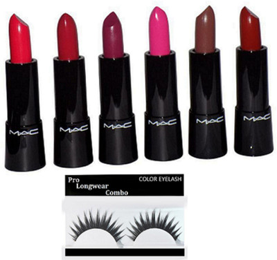 

Pro longwear combo Eyelashes,Mac Retro Matte Lipstick Rouge A Levres 3gm(Set of 7)