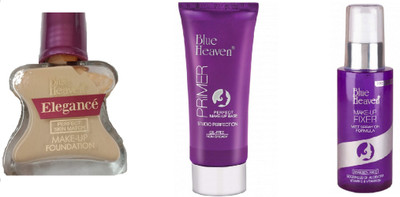 

Blue Heaven elegance perfect skin match foundation with Makeup Fixer - Mist Spray Formula and primer (set of 3)(Set of 3)