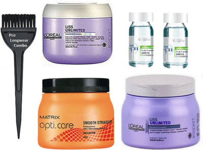 

Pro longwear combo Hair Brush, Matrix Smooth Straight Spa, L'Oreal Liss Unlimited Masque &Conditioner With Hydrating Concentrate Set Of 2(Set of 6)