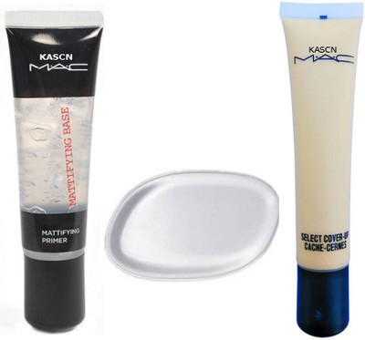

KASCN ORIGINAL HIGH QUALITY M A C PRIMER SILICON PUFF FOUNDATION COMBO FOR ALL SKIN TONE(Set of 3)