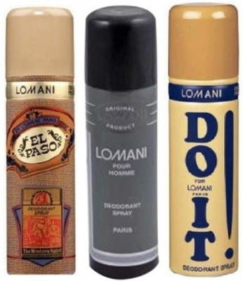 

lomani deo Lomani Elpaso, Pour Homme and Do It Deodorant Spray - For Men & Women(600 ml, Pack of 3)