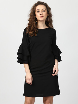 HARPA Women A-line Black Above Knee/Mid Thigh Length Dress