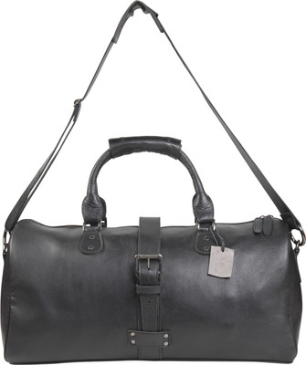 

Tee Ess Genuine Leather Travel Bag Travel Duffel Bag(Black)