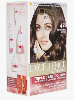 

L'Oreal Paris Excellent Crème Brown 425 Triple Care Colour 72ml + 100g Hair Color(Brown)