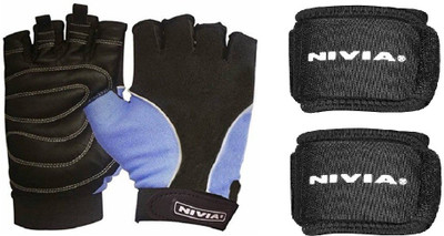 

Nivia Combo Of Two- One Pair Of 'Dragon' Gym Gloves (Size - Medium ) + Two Wrist Supporter Gym & Fitness Kit