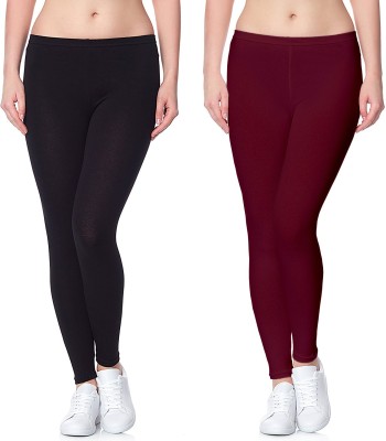 Lili Ankle Length Western Wear Legging(Maroon, Black, Solid)