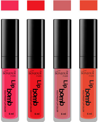 

Bonjour Paris Matte Lipstick(24 ml, Hot Pink-Red-Nute-Brick Orange)