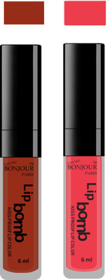 

Bonjour Paris Kiss Proof Pur Matte Lip Gloss(12 ml, Tan 04, Irresistble Pink 14)