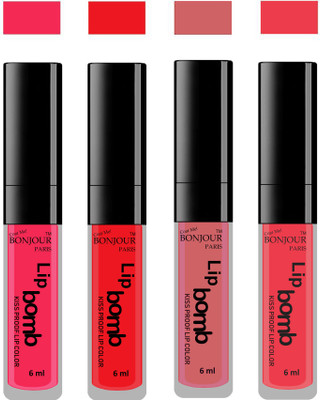 

Bonjour Paris Matte Lipstick(24 ml, Hot Pink-Red-Nute-Irresistble Pink)