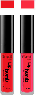 

Bonjour Paris Kiss Proof Pur Matte Lip Gloss(12 ml, Red 02, Peach 08)