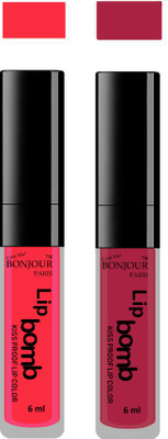 

Bonjour Paris Kiss Proof Pur Matte Lip Gloss(12 ml, Peach 08, Wine 12)