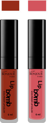 

Bonjour Paris Kiss Proof Pur Matte Lip Gloss(12 ml, Tan 04, Wild Blush 16)