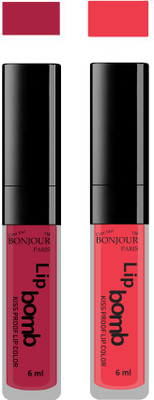 

Bonjour Paris Kiss Proof Pur Matte Lip Gloss(12 ml, Wine 12, Irresistble Pink 14)