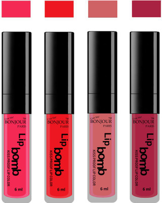 

Bonjour Paris Matte Lipstick(24 ml, Hot Pink-Red-Nute-Wine)