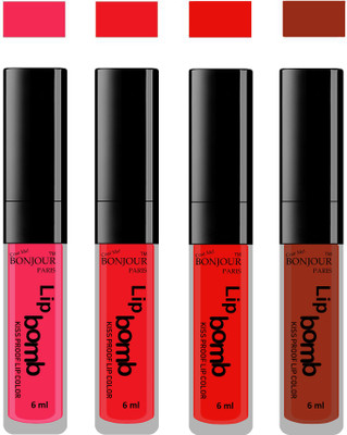 

Bonjour Paris Matte Lipstick(24 ml, Hot Pink-Red-Bunt Amber-Tan)