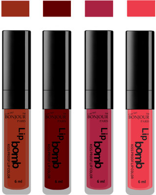 

Bonjour Paris Matte Lipstick(Tan-Mauve-Wine-Irresistble Pink, 24 ml)
