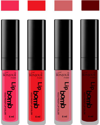 

Bonjour Paris Matte Lipstick(24 ml, Hot Pink-Red-Nute-Mauve)
