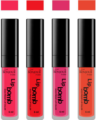 

Bonjour Paris Matte Lipstick(24 ml, Hot Pink-Red-Pink-Brick Orange)