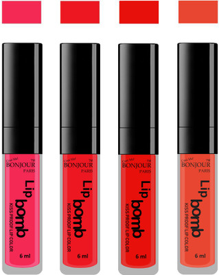 

Bonjour Paris Matte Lipstick(24 ml, Hot Pink-Red-Bunt Amber-Brick Orange)