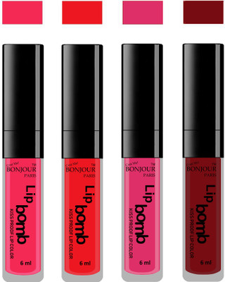 

Bonjour Paris Matte Lipstick(Hot Pink-Red-Pink-Brown, 24 ml)