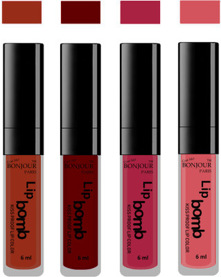 

Bonjour Paris Matte Lipstick(Tan-Mauve-Wine-Wild Blush, 24 ml)