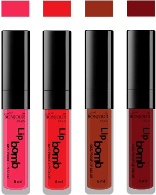 

Bonjour Paris Matte Lipstick(24 ml, Hot Pink-Red-Tan-Brown)