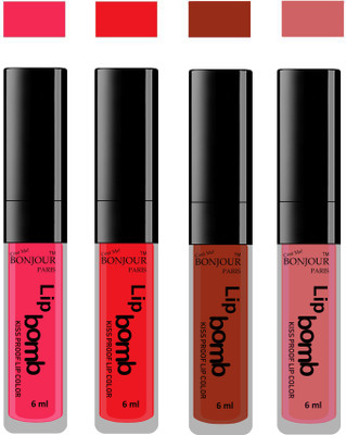 

Bonjour Paris Matte Lipstick(24 ml, Hot Pink-Red-Tan-Nute)