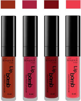 

Bonjour Paris Matte Lipstick(Tan-Wine-Brown-Irresistble Pink, 24 ml)