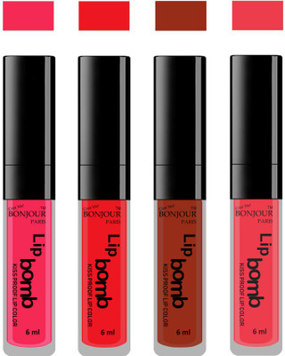 

Bonjour Paris Matte Lipstick(Hot Pink-Red-Tan-Irresistble Pink, 24 ml)