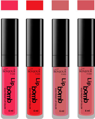 

Bonjour Paris Matte Lipstick(Hot Pink-Red-Nute-Wild Blush, 24 ml)