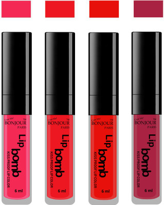 

Bonjour Paris Matte Lipstick(Hot Pink-Red-Bunt Amber-Wine, 24 ml)