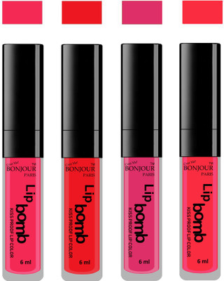 

Bonjour Paris Matte Lipstick(Hot Pink-Red-Pink-Peach, 24 ml)