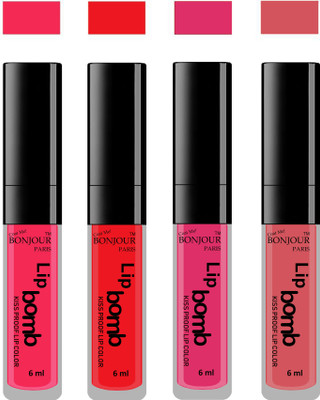 

Bonjour Paris Matte Lipstick(24 ml, Hot Pink-Red-Pink-Wild Blush)