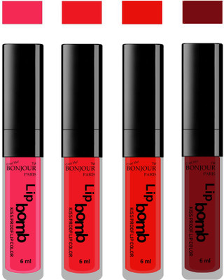 

Bonjour Paris Matte Lipstick(24 ml, Hot Pink-Red-Bunt Amber-Brown)
