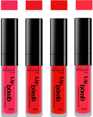 

Bonjour Paris Matte Lipstick(24 ml, Hot Pink-Red-Bunt Amber-Peach)