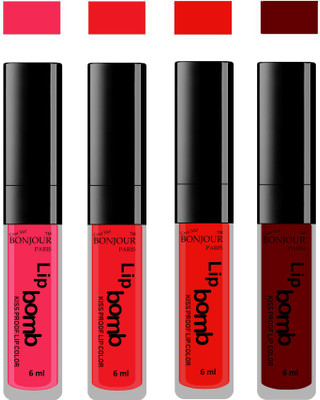 

Bonjour Paris Matte Lipstick(Hot Pink-Red-Bunt Amber-Mauve, 24 ml)