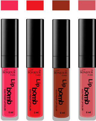 

Bonjour Paris Matte Lipstick(24 ml, Hot Pink-Red-Tan-Wild Blush)