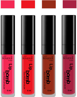 

Bonjour Paris Matte Lipstick(24 ml, Hot Pink-Red-Tan-Wine)