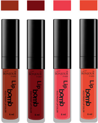 

Bonjour Paris Matte Lipstick(Tan-Brown-Irresistble Pink-Brick Orange, 24 ml)