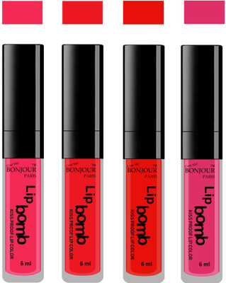 

Bonjour Paris Matte Lipstick(24 ml, Hot Pink-Red-Bunt Amber-Pink)