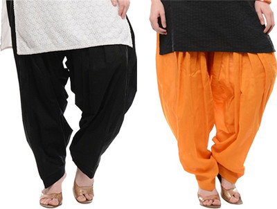 

NGT Cotton Solid Patiala, Black;orange