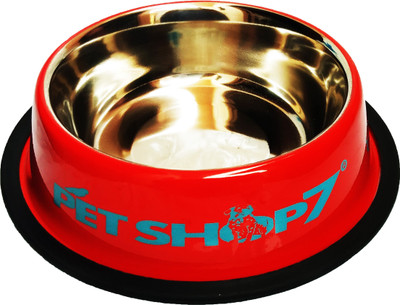 

Petshop7 Stylish - Regular Anti Skid Dog Food Bowl / Dog Bowl (950ML, Red) (Medium) Round Stainless Steel Pet Bowl(900 ml Red)